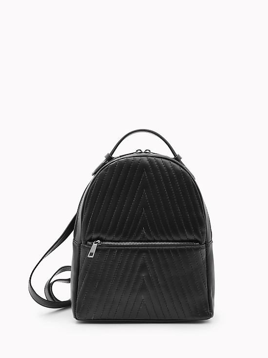 Рюкзак черного цвета из натуральной кожи с дизайнерской стежкой  BE NICE