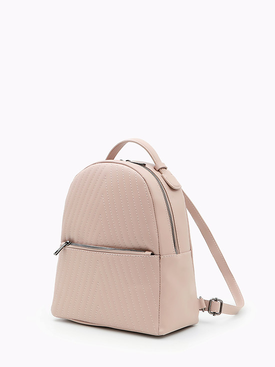 Рюкзак нежно-розового оттенка из натуральной кожи с дизайнерской стежкой  BE NICE