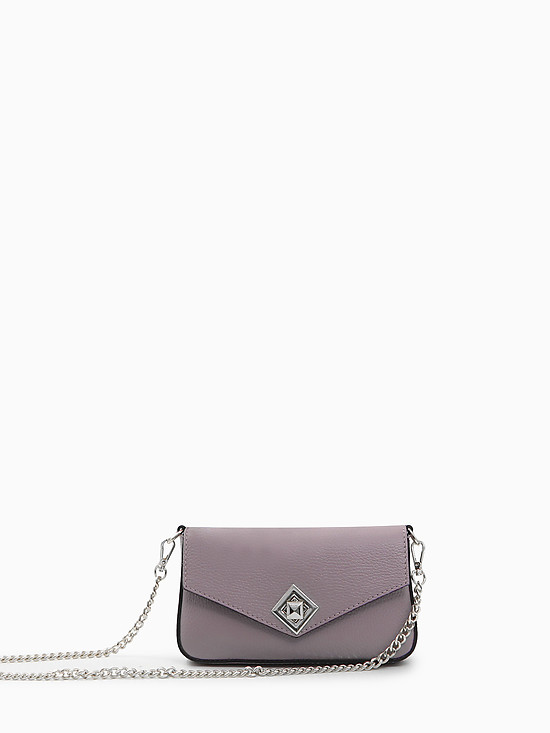 Приглушенно-фиолетовая сумочка клатч из гладкой кожи  с дополнительным ремешком-цепочкой  BE NICE