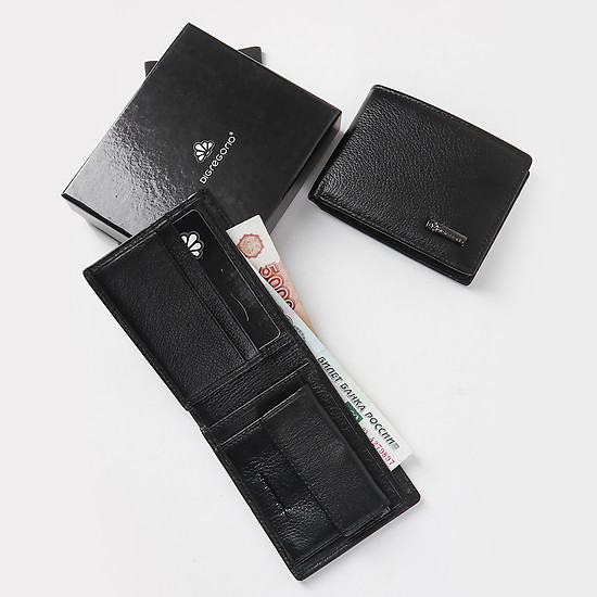 Компактный кожаный кошелек в черном цвете  Di Gregorio