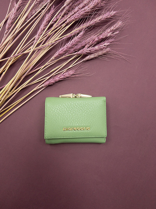 Маленький кошелек из натуральной кожи зеленого цвета  Di Gregorio