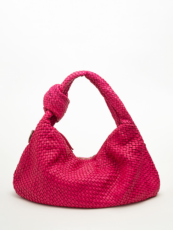 Ягодно-розовая сумка-хобо из плетеной кожи  Jazy Williams