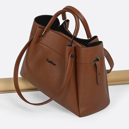 Классическая сумка коньячного цвета среднего размера из натуральной кожи  Tony Bellucci