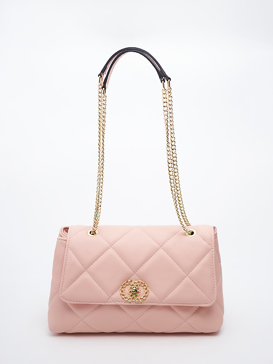 Розовая кожаная сумка кросс-боди среднего размера с узорной строчкой  Folle