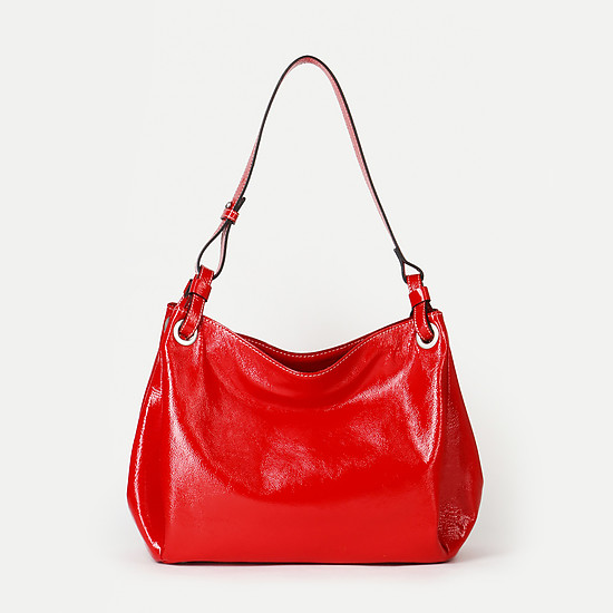 Красная лаковая сумка-хобо  Arcadia