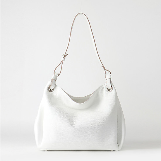 Белая сумка-хобо из мягкой кожи  Arcadia