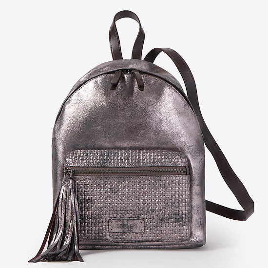 Кожаный рюкзак в оттенке лавандовый металлик среднего размера  KELLEN