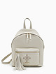 Светло-бежевый кожаный рюкзак среднего размера с вышивкой на переднем кармане  KELLEN