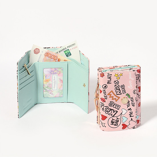 Мини-кошелек из натуральной кожи розового оттенка с принтом  Alessandro Beato