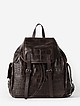 Мягкий темно-коричневый рюкзак из кожи под крокодила  Bruno Rossi