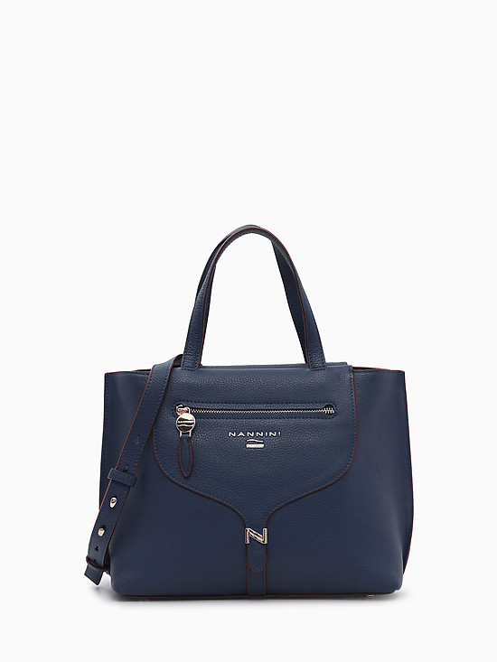 Синяя кожаная сумка-тоут  Nannini