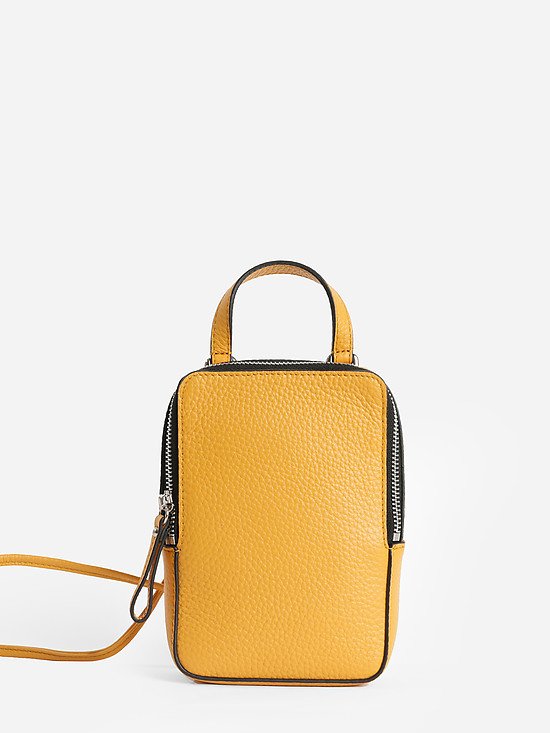 Желтая прямоугольная сумочка-боулер с ремешком на плечо  Palio