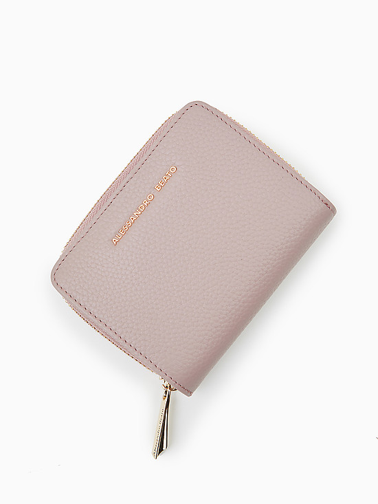 Небольшой пыльно-розовый кожаный кошелек на молнии  Alessandro Beato
