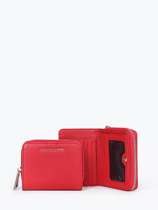 Небольшой красный кожаный кошелек на молнии  Alessandro Beato