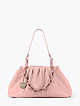 Мягкая светло-розовая сумка-багет из экокожи со складками с ручкой-цепью  Alex Max