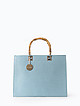 Голубая сумка-тоут из плетеной экокожи с бамбуковыми ручками  Alex Max