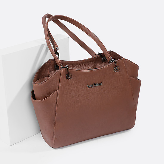 Элегантная сумка светло-коричневого цвета среднего размера из натуральной кожи  Tony Bellucci