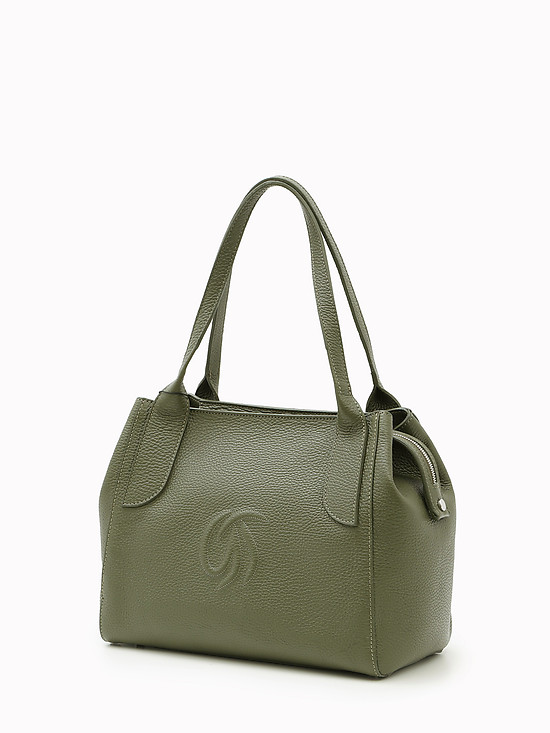 Зеленая сумка-тоут из мелкозернистой кожи  Gilda Tonelli