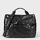 Черная кожаная сумка-портфель среднего размера  Bruno Rossi