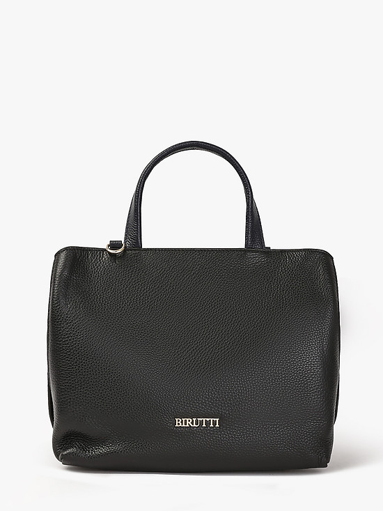 Мягкая черная сумка-тоут из натуральной кожи  Alessandro Birutti