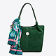 Зеленая сумка-тоут из кожи и замши среднего размера с платком  Richet
