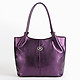 Фиолетовая сумка-тоут из мягкой металлизированной кожи среднего размера  Richet