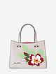 Пастельно-серая кожаная сумка-тоут с цветочной аппликацией  Fiato Dream