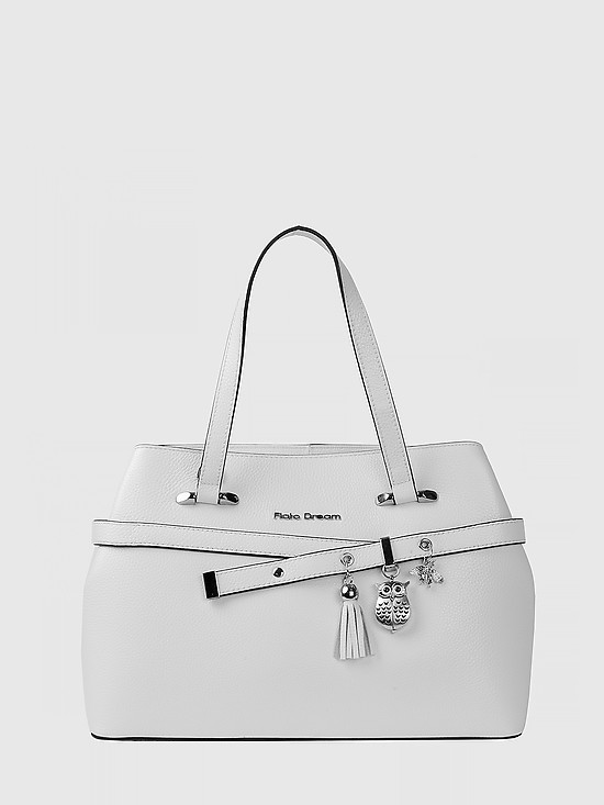 Белая кожаная сумка-тоут с декором с часами  Fiato Dream