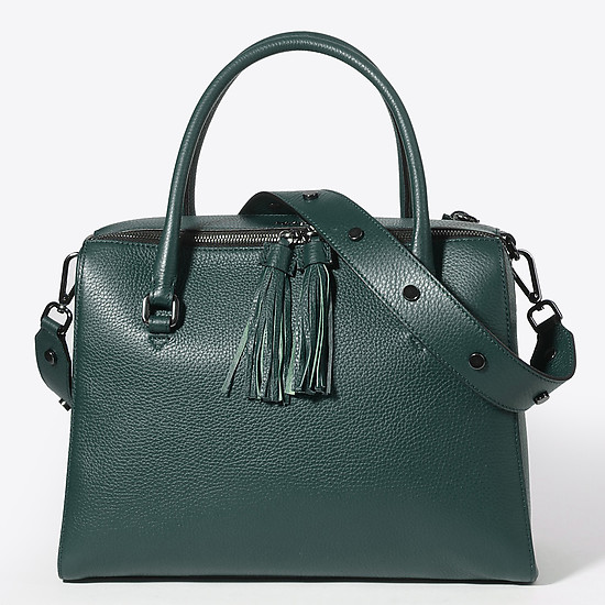 Базовая прямоугольная сумка-тоут из темно-зеленой кожи  Tosca Blu