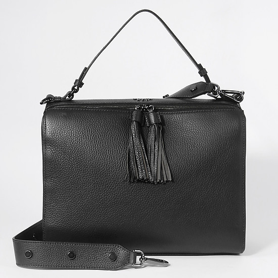Прямоугольная деловая сумка из черной кожи  Tosca Blu