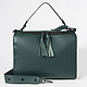 Прямоугольная деловая сумка из темно-зеленой кожи  Tosca Blu