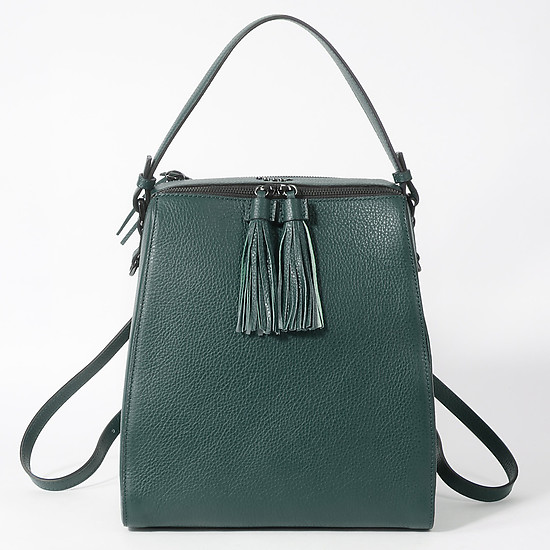 Темно-зеленый кожаный рюкзак-сумка  Tosca Blu