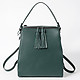 Темно-зеленый кожаный рюкзак-сумка  Tosca Blu