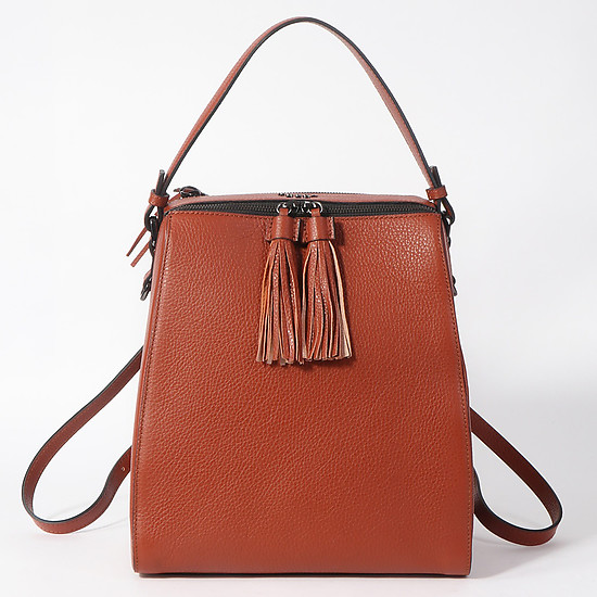 Терракотовый кожаный рюкзак-сумка  Tosca Blu
