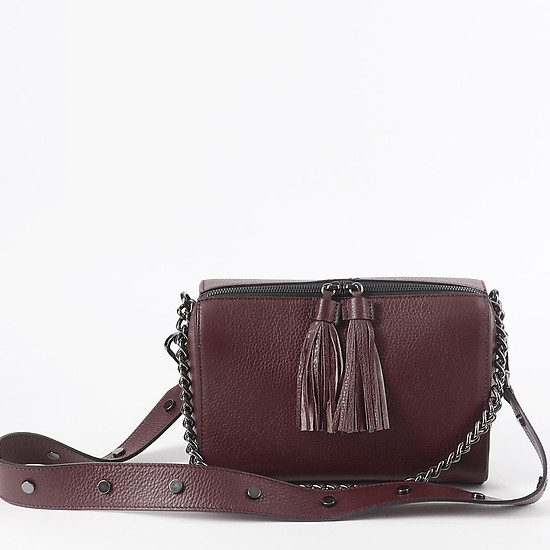 Сливовая кожаная сумочка на плечо с двумя ремешками  Tosca Blu