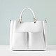 Белая сумка-тоут из мягкой кожи с плетеным тиснением  Gianni Notaro