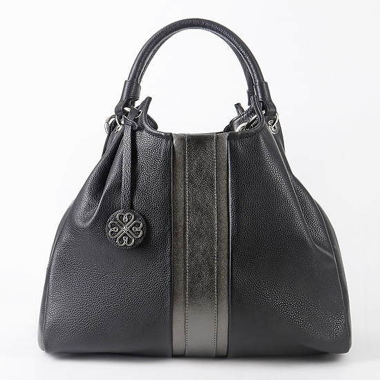 Вместительная черная сумка-тоут из натуральной мягкой кожи  KELLEN