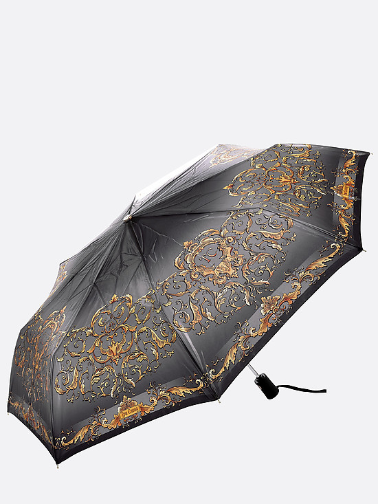Серый складной зонт с узором  Tri Slona