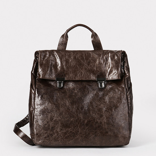Темно-коричневый кожаный рюкзак среднего размера  Bruno Rossi