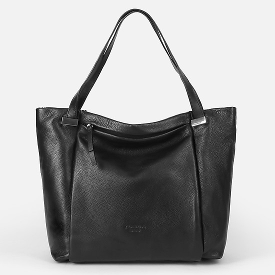 Черная базовая трапециевидная сумка-тоут из мягкой кожи  Tosca Blu