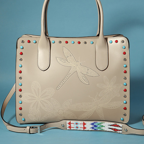 Летняя прямоугольная сумочка из натуральной кожи с декором  Tosca Blu
