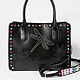 Кожаная черная сумка с ярким декором  Tosca Blu