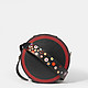 Круглая сумочка кросс-боди из черной кожи с оранжевой окантовкой в стиле 80-х  Tosca Blu