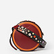 Круглая сумочка кросс-боди из бордовой кожи с оранжевой окантовкой в стиле 80-х  Tosca Blu