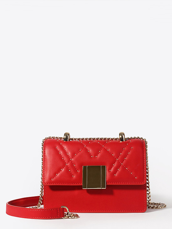 Прямоугольная красная сумочка кросс-боди из натуральной кожи на цепочке  Tosca Blu