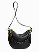 Черная кожаная сумка-хобо с декоративной цепью  Alessandro Birutti