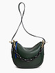 Зеленая кожаная сумка-хобо с декоративной цепью  Alessandro Birutti