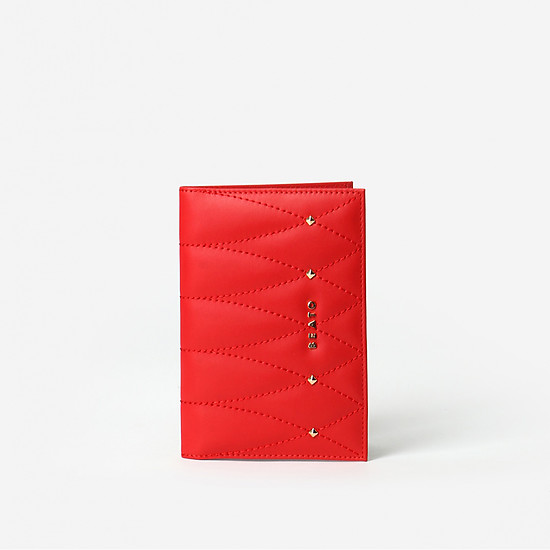 Классическая обложка на паспорт из красной кожи с узорной прострочкой  Alessandro Beato