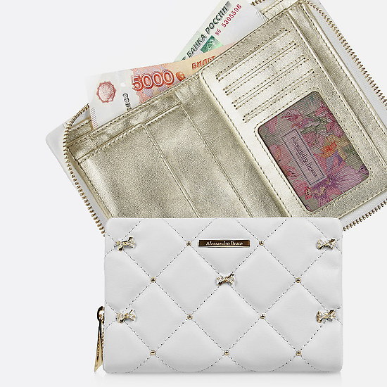 Белый кошелек из мягкой кожи с украшением  Alessandro Beato