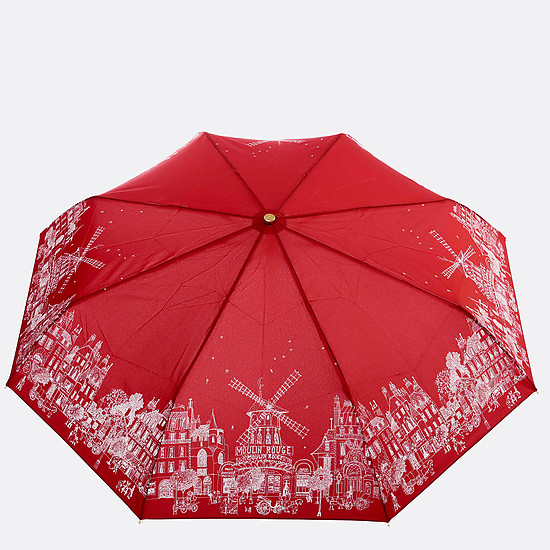 Красный складной зонт с контрастным рисунком  Tri Slona